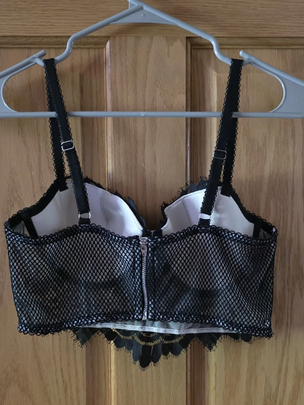 Victoria's Secret Women's 36C Black Lace Longline Zip Back Demi Bra